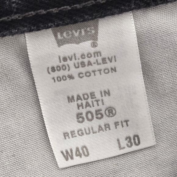 Levi's 505 Jeans Black Straight Leg Regular Fit Mens 40x30 Cotton Zip Fly Y2K - Picture 4 of 10